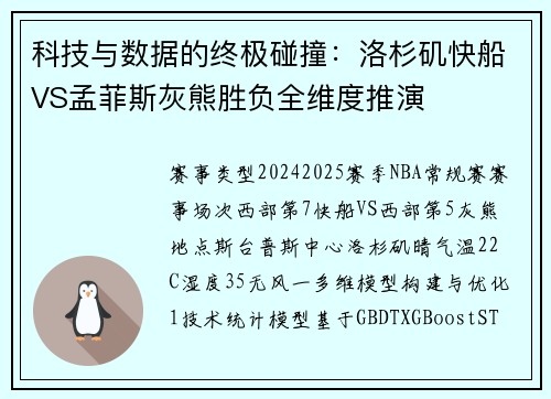 科技与数据的终极碰撞：洛杉矶快船VS孟菲斯灰熊胜负全维度推演