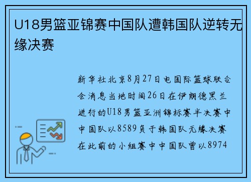 U18男篮亚锦赛中国队遭韩国队逆转无缘决赛